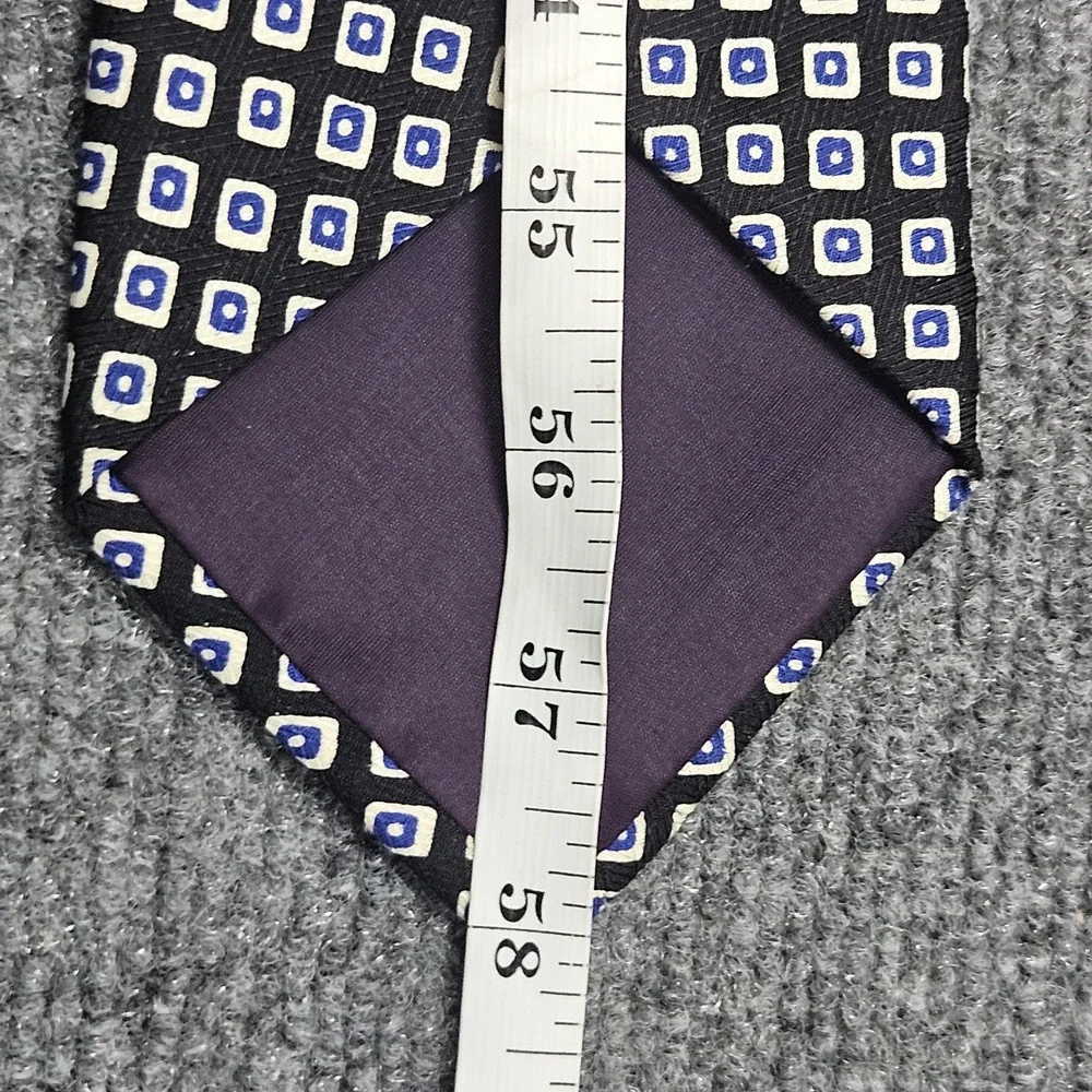 Polo University Ralph Lauren Necktie Black White Geometric Squares 100% Silk USA